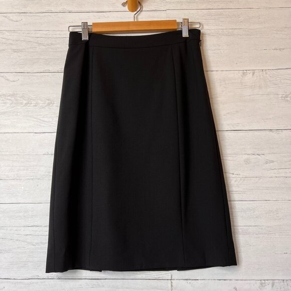 Lafayette 148 New York Skirt Womens Size 4 Black Wool Blend Double Vent Pencil - Picture 1 of 16